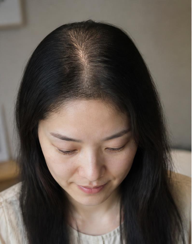 佩戴前 — 陈女士 产后脱发、发缝变宽