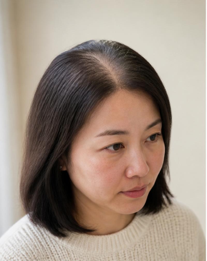 佩戴前 — 李女士 头顶稀疏、分缝变宽